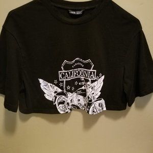 Cropped tee with motorcycle and California graphic